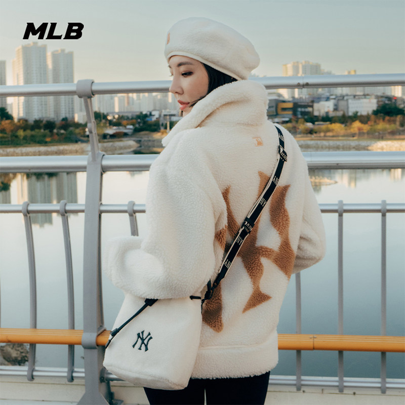 MLB情侣仿羊羔绒保暖运动夹克