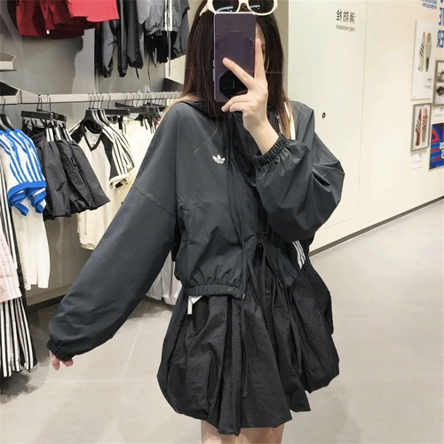 阿迪达斯三叶草女子梭织流苏外套