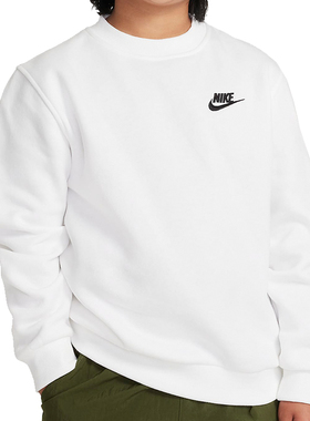 25春季新款Nike耐克卫衣男女童CLUB FLEECE大童加绒运动衫FD3006