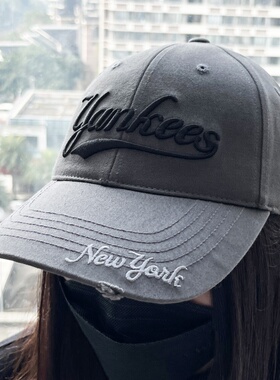 MLB男女25春季新款情侣学院风做旧时尚硬顶帽休闲棒球帽3ACPV035N