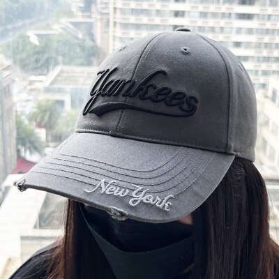 MLB男女学院风做旧硬顶帽棒球帽