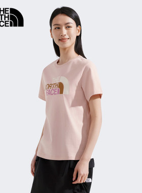 TheNorthFace北面女户外短袖纯棉撞色LOGO圆领休闲运动T恤8DC9