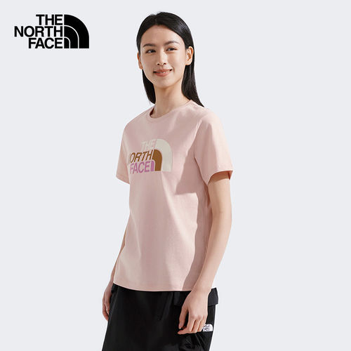 北面女短袖纯棉撞色LOGO运动T恤