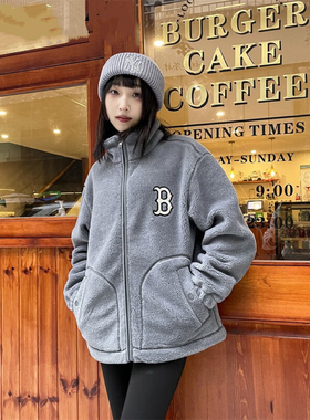 MLB仿羊羔绒外套男女装情侣新款保暖立领夹克3AFDB0626