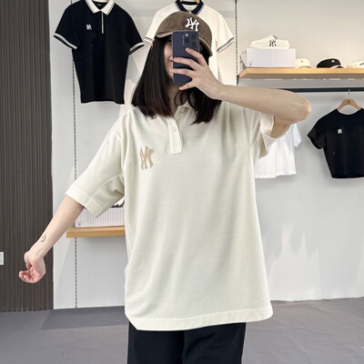 MLB短袖男女NY复古印花POLO衫