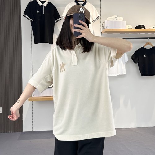 MLB短袖男女NY复古印花POLO衫