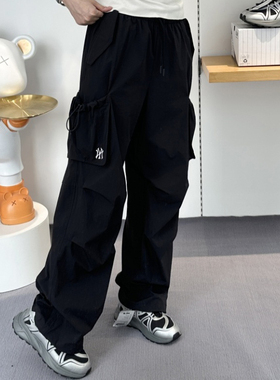 25新款MLB情侣运动裤男女NY工装宽松阔腿裤梭织休闲长裤3AWPB0853