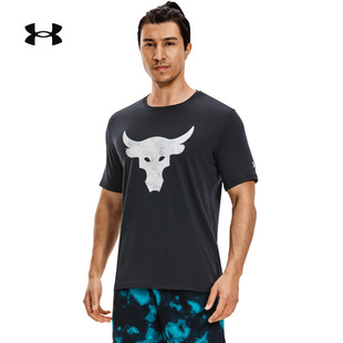 跑步健身训练运动短袖 半袖 T恤1361733 Rock强森男士 安德玛UA夏季