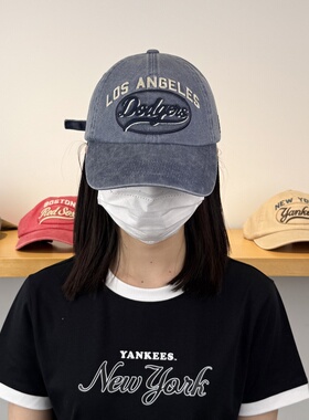 25新款MLB情侣棒球帽男女NY学院风字母刺绣运动帽鸭舌帽3ACPV165N