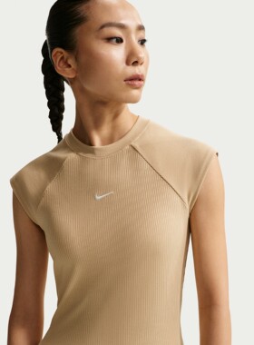 26夏季NIKE耐克CHILL女子针织半袖拼接罗纹紧身短袖上衣IF0243