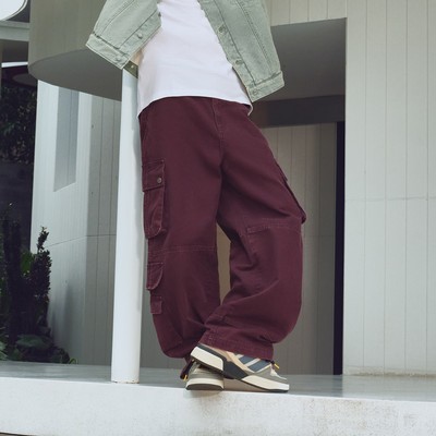 阿迪达斯三叶草男子工装风阔腿裤