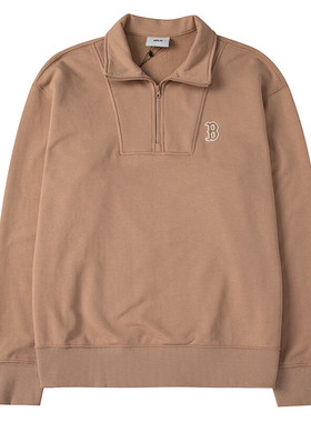 MLB卫衣男女情侣经典刺绣logo半拉链立领纯色宽松套头衫3AMTB0534