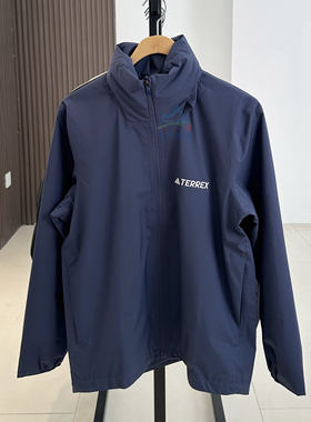 阿迪达斯连帽外套男CLIMAPROOF运动休闲户外防水徒步夹克JY0477