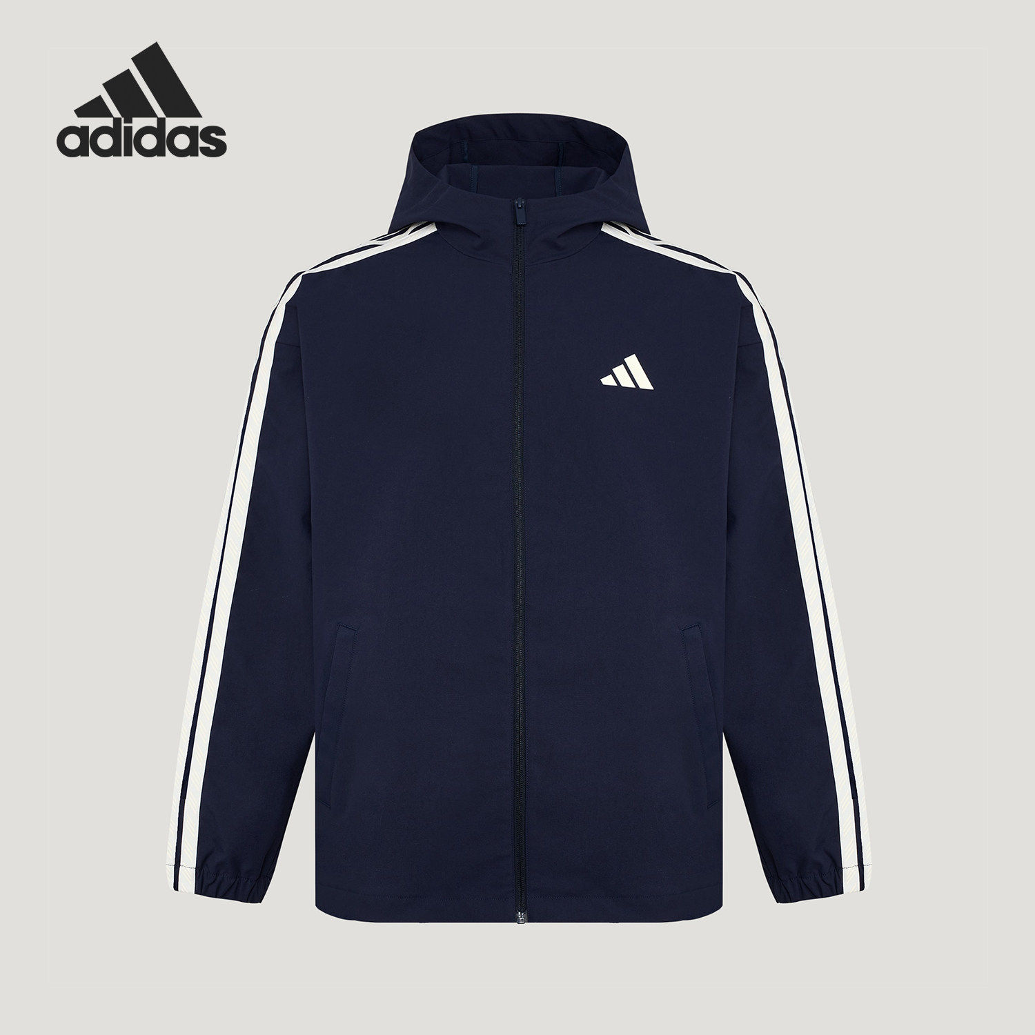 adidas阿迪达斯26春秋男士拉链梭织休闲运动复古夹克外套KV5945