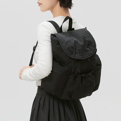 阿迪达斯女包抽绳翻盖双肩背包