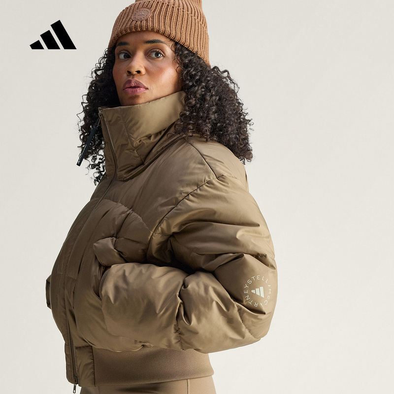 阿迪达斯女子短款保暖可拆卸棉服