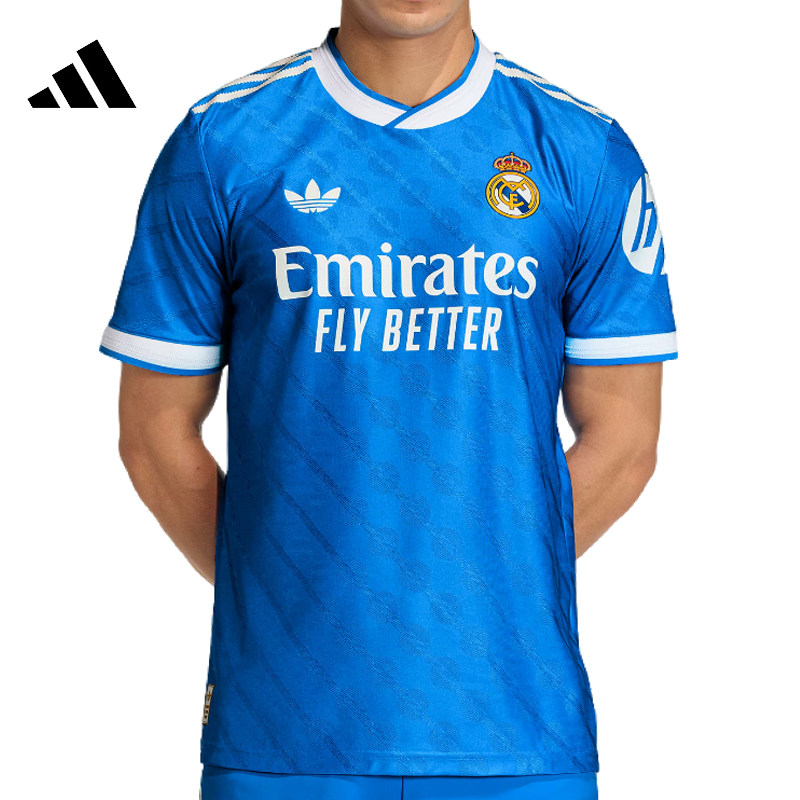 25秋季新款adidas阿迪达斯男子皇马足球衣运动休闲短袖T恤JV5839