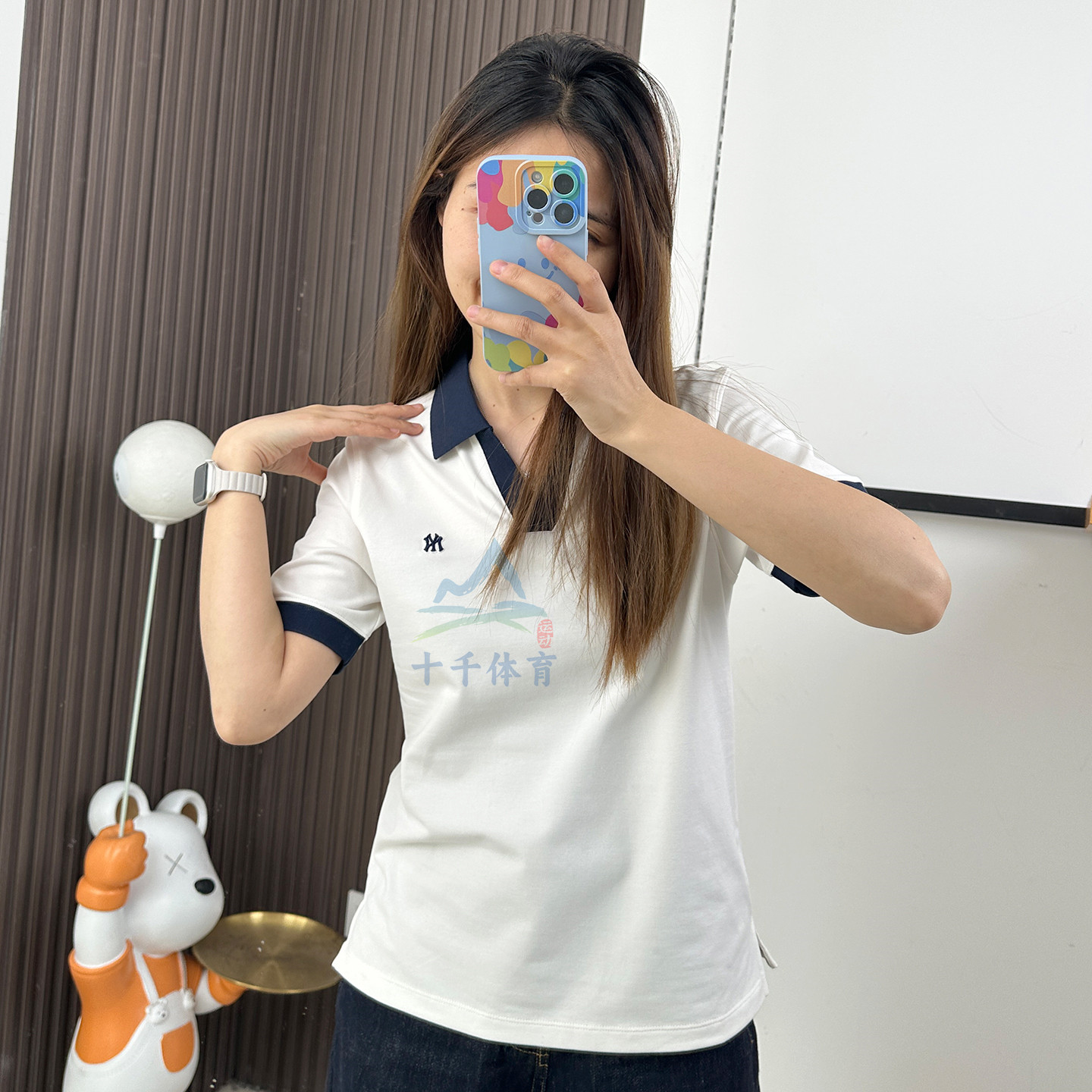 26新款MLB短袖女子NY复古翻领撞色POLO衫运动休闲T恤3FPQB0663