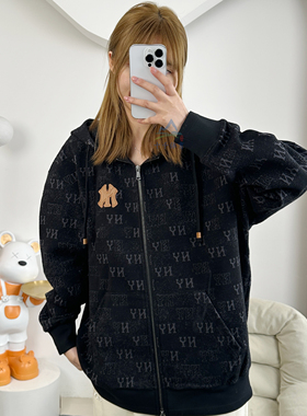 25秋季新款MLB外套男女NY老花满印连帽开衫卫衣运动夹克3ATRM0354