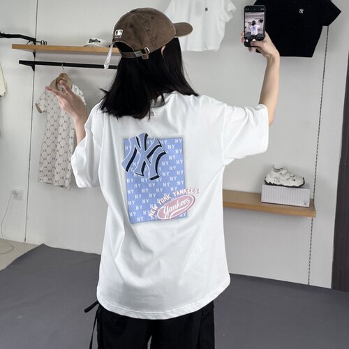 MLB短袖男女NY波普老花印花T恤