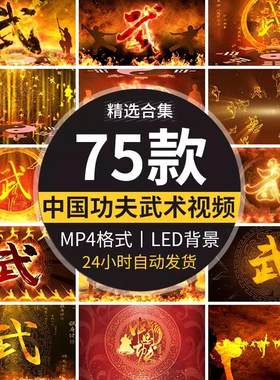 少林寺中国武术功夫太极南拳儿童集体表演led大屏幕背景视频素材