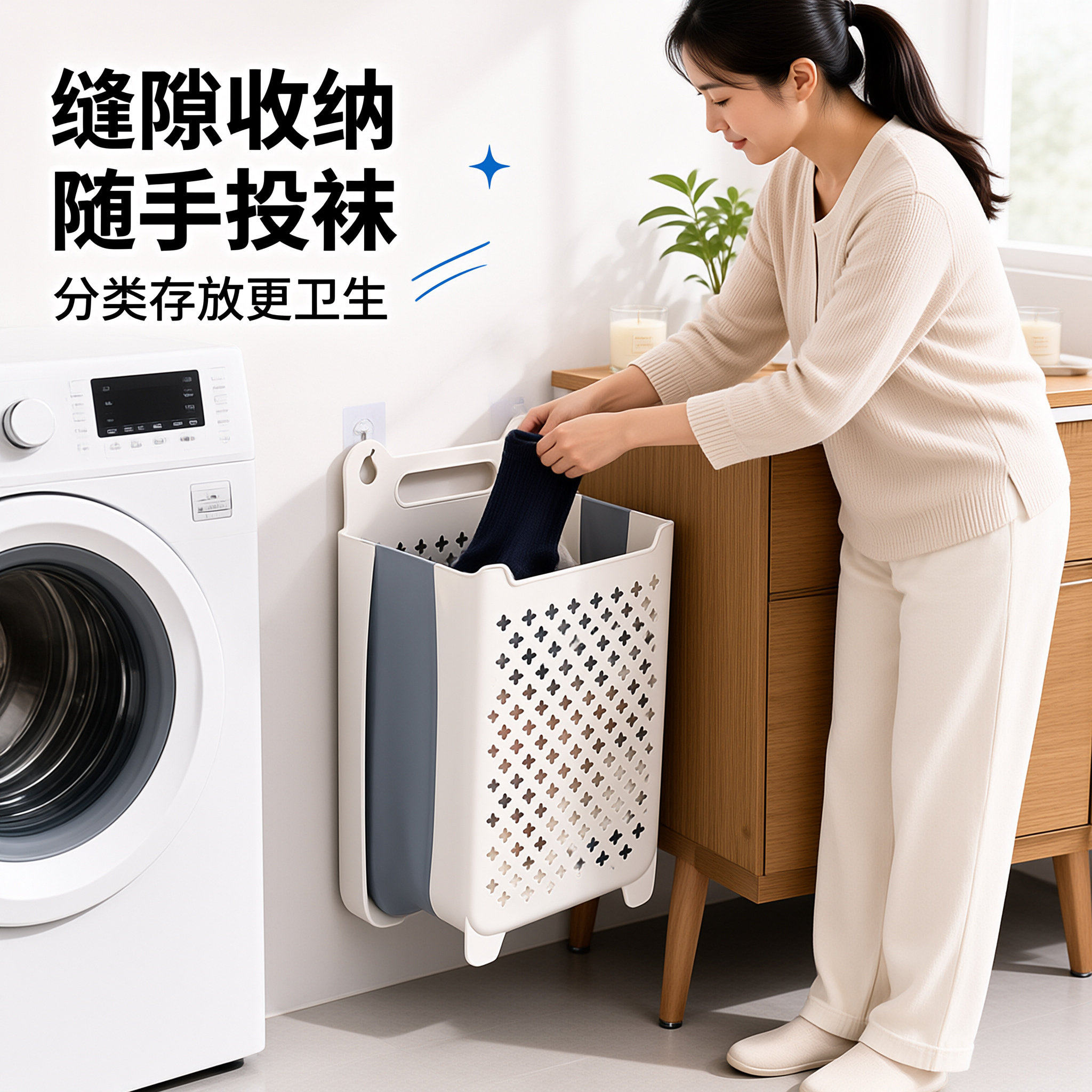脏袜子收纳盒内裤收纳篮神器可折叠卫生间洗澡篮壁挂式脏衣篓防水