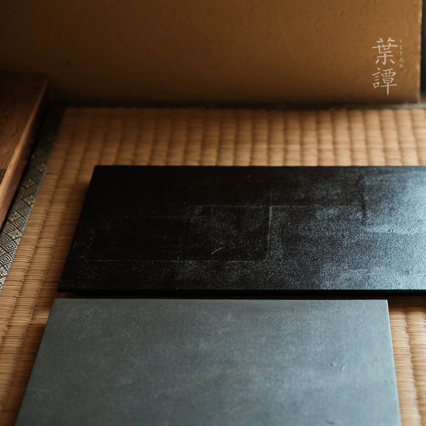 叶谭贴纸大漆桃花心木茶盘