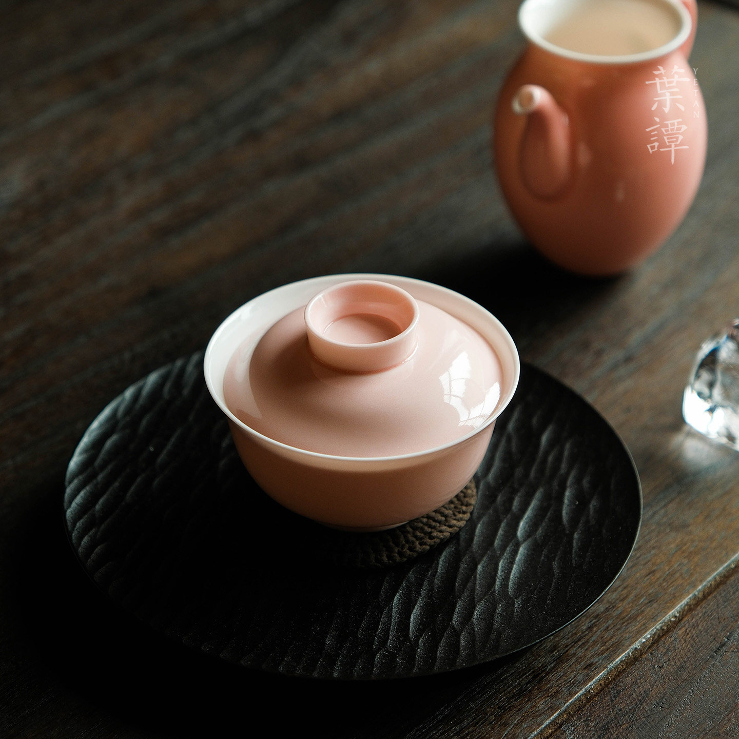 叶谭 天野粉樱盖碗 漫粉茶碗茶叙小号一人饮齐盖85ml大号无托茶碗