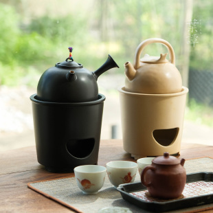 叶谭 天野煮茶炉套组 防风酒精炉双色可选陶瓷煮茶壶煮水壶