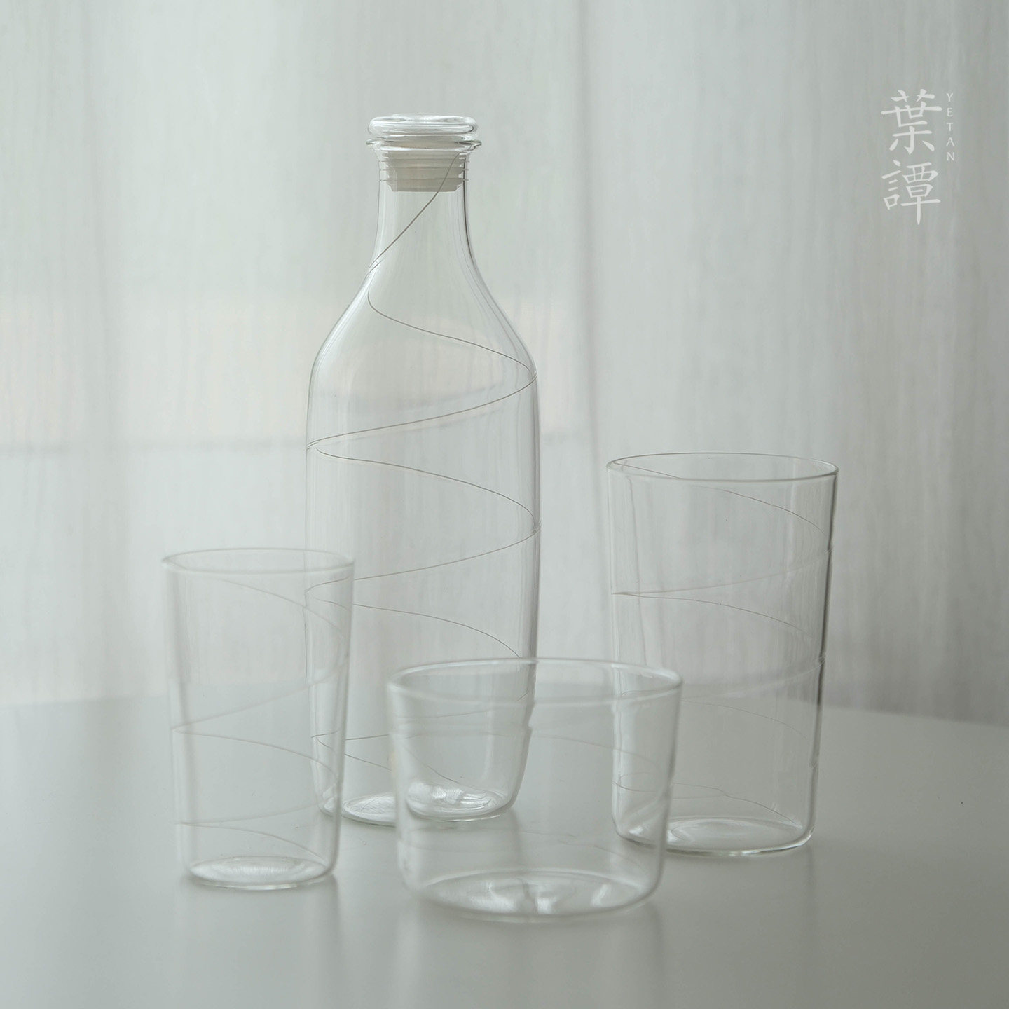 叶谭 玻心璃语曲水玻璃杯 凉水冷水壶