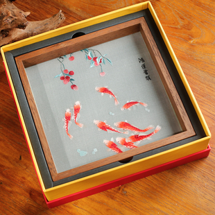 金彩霞双面绣精致实木小摆台湖湘特色礼物伴手礼礼物教师节礼物