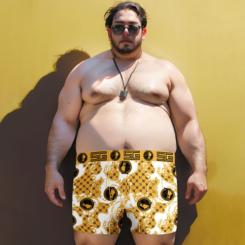 高档大码冰丝男士肥佬内裤加肥加大码宽松平角四角360斤胖子裤头