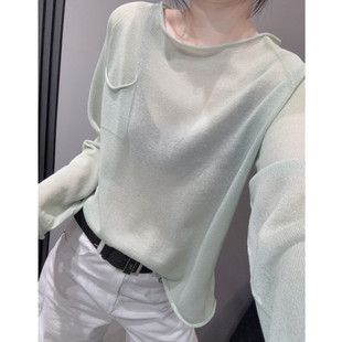 慵懒风洋气宽松防晒罩衫 薄款 女夏新款 微透冰丝针织衫 上衣欧货 长袖