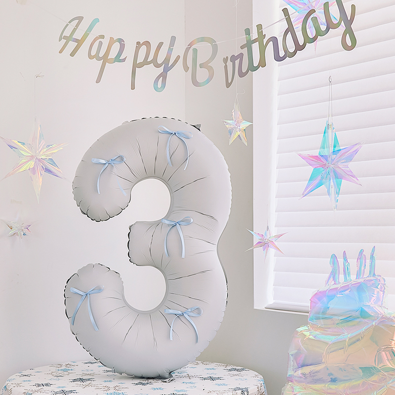 40寸海盐蝴蝶结数字气球生日