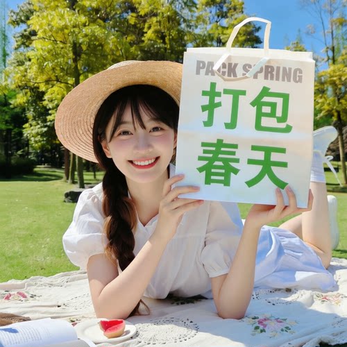 打包春天ins风大号礼品纸袋