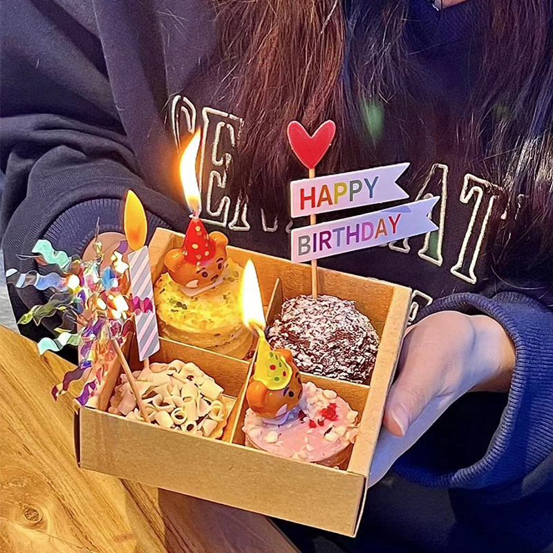 蛋糕组合创意装饰蜡烛插件组合可爱ins纸杯儿童生日拍照道具气球