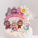 饰可爱卡通创意卡通儿童labubu 拉布布主题派对生日蜡烛插件蛋糕装