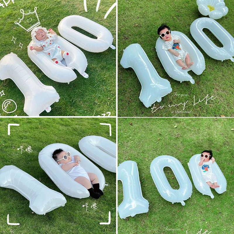 数字气球宝宝100天百日
