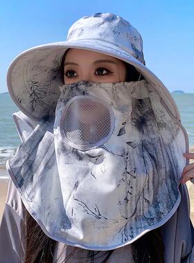遮阳帽子女夏天户外遮阳防晒大沿帽中老年人妈妈干活采茶太阳帽