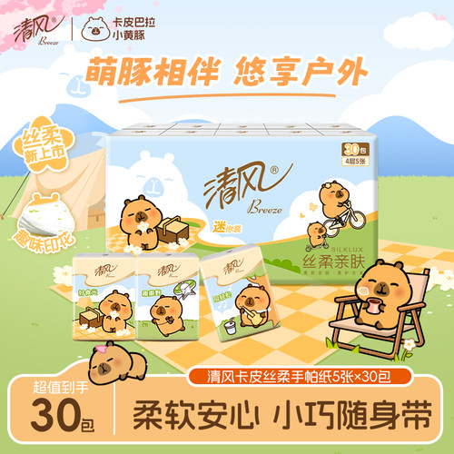 清风卡皮巴拉手帕纸便携式小包