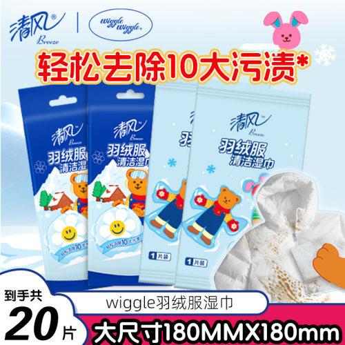 清风羽绒服湿巾20片单片装