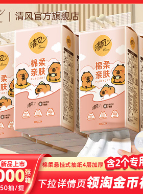 清风挂抽250抽10提抽纸悬挂式家用手纸卫生纸手纸实惠整箱ms