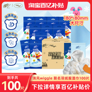 清风羽绒服湿巾衣物免洗强力清洁去渍去污便携单片独立装 湿纸巾by