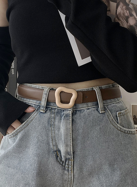 皮带新款2022黑色真皮装饰简约百搭纯牛皮ins风配牛仔裤腰带女宽