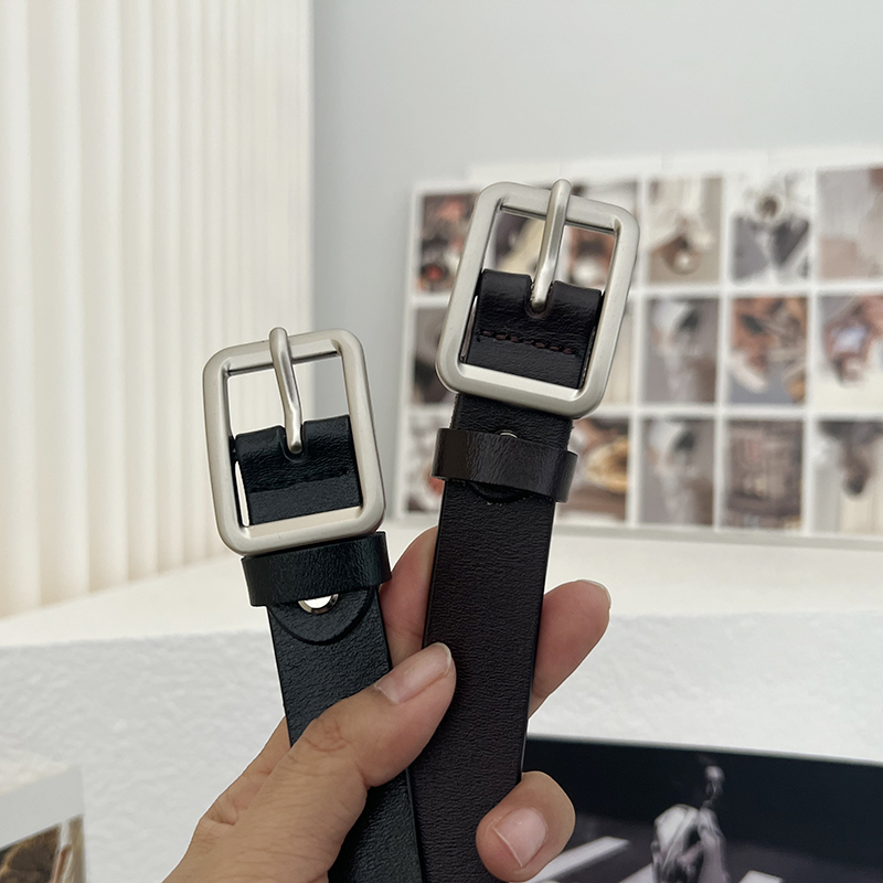 女银扣二层牛皮合金百搭腰带女
