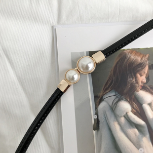 真皮小女皮带牛皮时尚 饰小腰链 简约细腰带百搭配连衣裙粉色韩国装