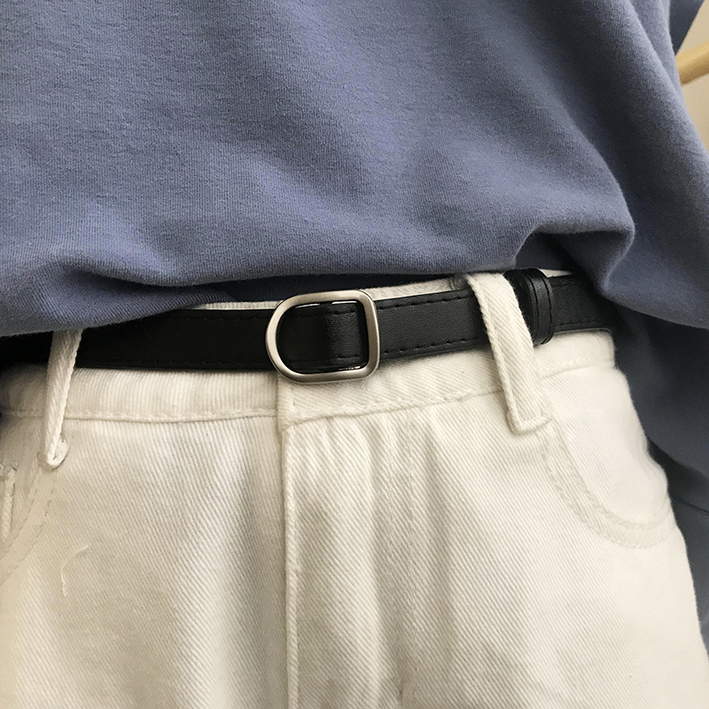 打结无孔黑色学生牛仔风细腰带