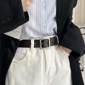 饰黑色宽皮带牛仔裤 装 带女士 百搭方扣2023新款 腰带女真皮简约时尚