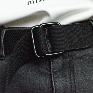韩国 休闲帆布军训腰带通用双环扣皮带青少年学生时尚 女生腰带男士