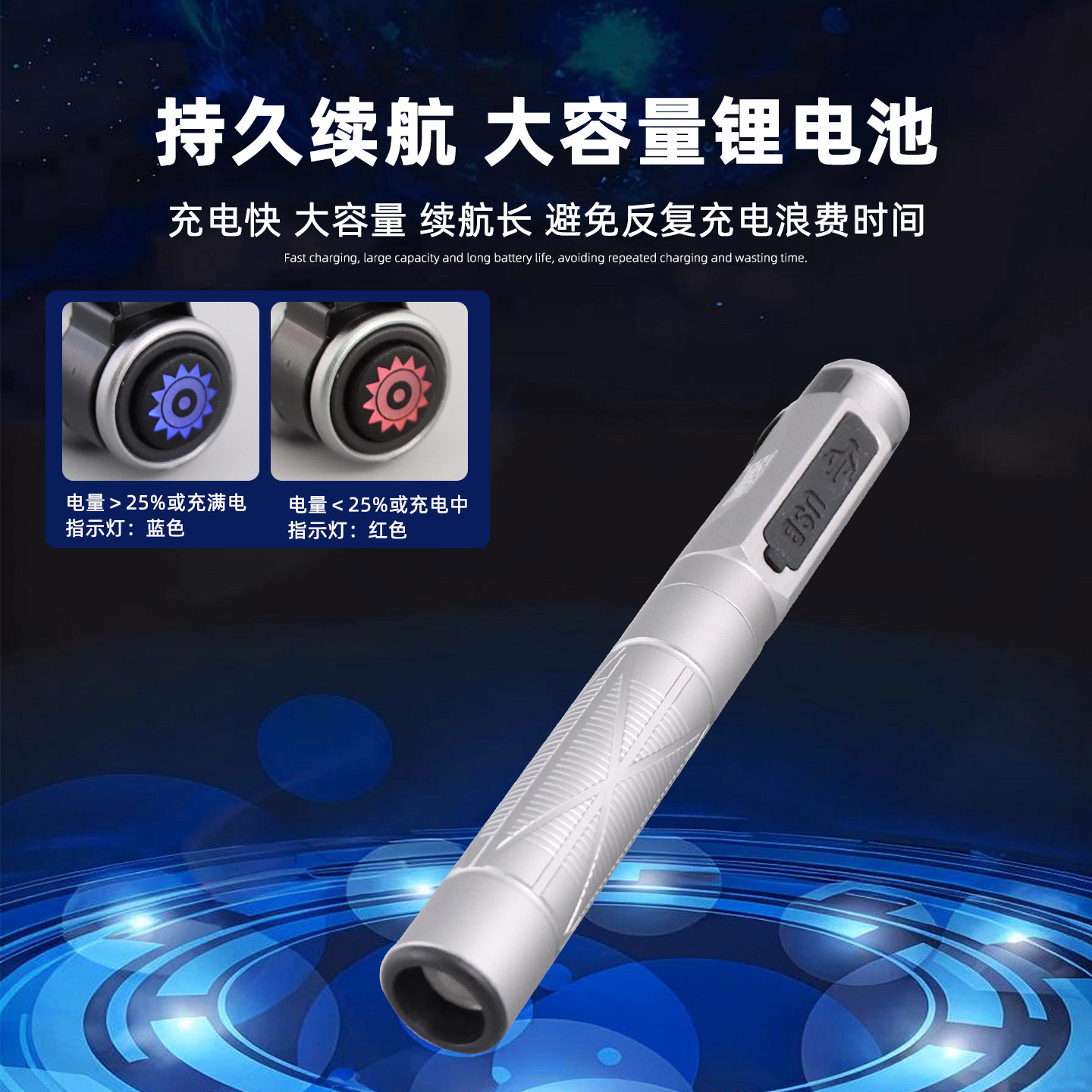 医生用手电筒瞳孔笔口腔护士晨检眼科耳鼻喉黄白紫充电小检查笔灯